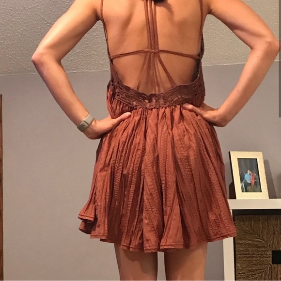 SALE Free People Breathless Mini Slip Dress Boho Copper Rust Color Size S - Picture 4 of 10